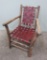 Adirondak rustic arm chair with leather woven seat and back