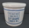 Blue banded beater jar, RP Grabow Knowles Wis, 4 1/2