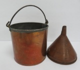 Copper plated beer pail and funnel