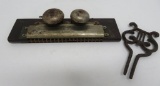 Early Marine Band M Hohner harmonica with bell and possible jaw harp