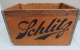 Schlitz wooden box, raised red lettering on ends, 17 3/4