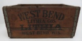 West Bend Lithia Co's beer box, nice lettering, 21