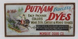 Metal Putnam Dyes sign, framed, 20 3/4