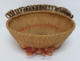 Ornate New England woven basket, 8