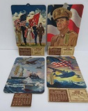Four 1945 Military themed salesman sample advertising calendars