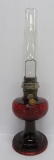 Lovely Aladdin red ruby glass beehive oil lamp, 22 1/2
