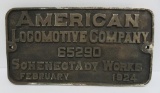 American Locomotive Company sign, 1922, 13 1/2