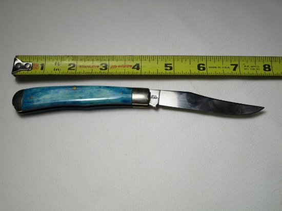 Queen Stainless Sargent USA, Single Blade, Turquoise Colored Manmade Handle