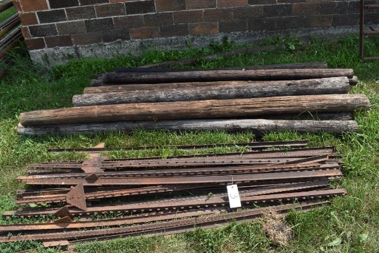 Metal T-Post and Wooden Fence Post