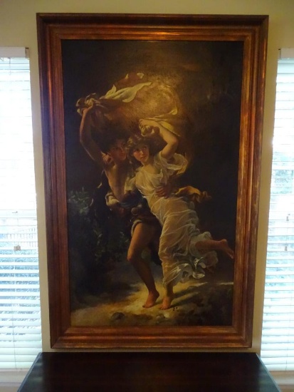 Large vintage oil on canvas-replica of a painting called The Storm by Pierre August Cot