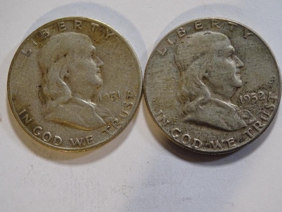 1951 & 1952 Franklin Half Dollar