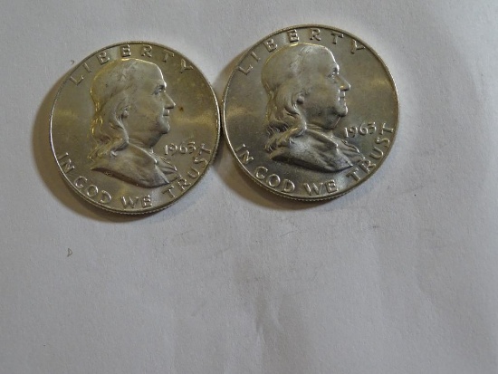 2 1963 Franklin Half Dollar