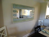 Wood frame mirror-blue/cream/light green distressed paint. 5'W x 34