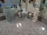 Matching trash can and tissue holder plus seahorse and 2 small glass canisters and turtle nightlight