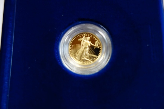 1990 PROOF ONE-TENTH OUNCE, FIVE DOLLAR GOLD COIN