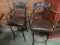 PAIR OF METAL AND BAR STOOLS WITH FAUX LEATHER SEATS