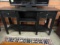 BLACK CONSOLE TABLE WITH 2 DRAWERS AND 4 SHELVES