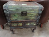 TIN COVERED AND PAINTED CHEST