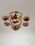 18KT YELLOW GOLD, DIAMOND AND RUBY RING