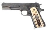 (C) ENGRAVED TEXAS RANGER EMBELLISHED COLT 191A1 COMMERCIAL SEMI AUTOMATIC PISTOL (1948).