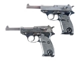 (C) LOT OF 2 WALTHER P38 SEMI-AUTOMATIC PISTOLS.