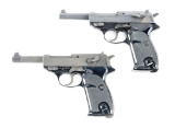(C+M) LOT OF 2 WALTHER P1 SEMI-AUTOMATIC PISTOLS.