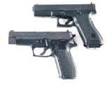 (M) LOT OF 2: SIG SAUER P226 AND GLOCK 22 SEMI AUTOMATIC PISTOLS.