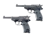 (C) LOT OF 2: WALTHER AND MANURHIN P1 SEMI AUTOMATIC PISTOLS.
