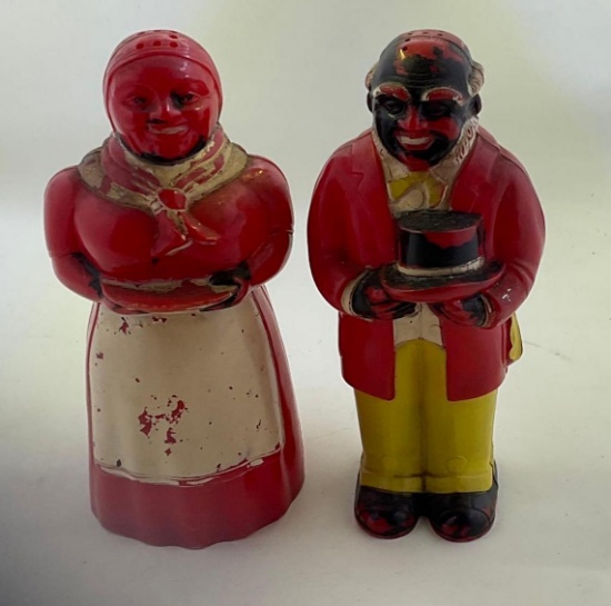 Vintage Aunt Jemima and Uncle Moses Black Americana Salt and Pepper Shakers