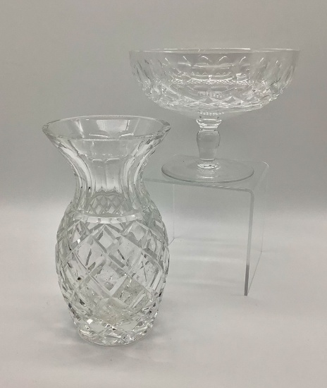 Waterford Compote - 6¼"x5" Tall;     Waterford Vase - 7" Tall
