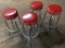 4 Vintage Cosco Bar Stools W/ Red Vinyl Seats - 13