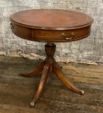 Leather-Top Drum Table - 28