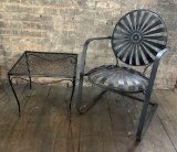 Iron & Metal Sunburst Chair;     Wrought Iron Table - 16