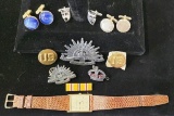 Men's Hamilton Saville Watch;     Misc. Military Pins Etc.