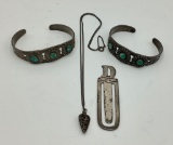 2 Turquoise Bracelets;     Sterling Necklace;     Sterling Bookmark