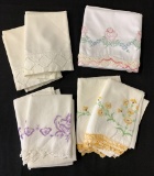 4 Pairs Vintage Embroidered & Crocheted Pillow Cases