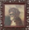 Antique Dog Oil On Canvas - W/ Original Frame, Circa 1850-80, Some Loss, 24