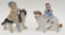 2 Dog & Girl Hand Painted Bisque Figures - 4½