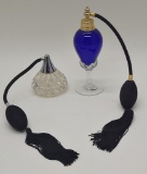 Vintage Glass Perfume Atomizer;     Vintage Cobalt Blue Glass Perfume Atomi