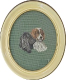 Vintage Dogs Needlepoint In Oval Frame - 10