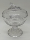 Early American Pattern Glass Compote W/ Dog On Handle - 10