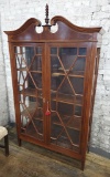 Edwardian Period Inlaid Mahogany Cabinet W/ Original Wavy Glass - 45
