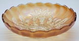 Marigold Millersburg Carnival Glass Bowl - Peacock & Urn, 9½
