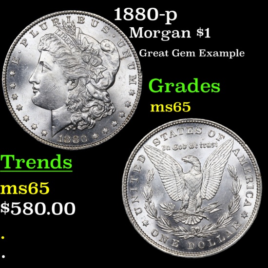 1880-p Morgan Dollar $1 Grades GEM Unc