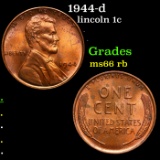 1944-d Lincoln Cent 1c Grades GEM+ Unc RB
