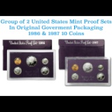 Group of 2 United States Mint Proof Sets 1986-1987 10 coins