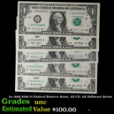5x 1969-2006 $1 Federal Reserve Notes, All CU, All Different Series Grades Brilliant Uncirculated