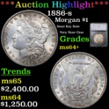 ***Auction Highlight*** 1886-s Morgan Dollar $1 Graded ms64+ By SEGS (fc)