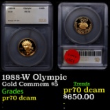 Proof 1988-W Olympic Gold Commemorative $5 Graded pr70 dcam By SEGS