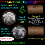 ***Auction Highlight*** Full Roll of Silver 1967 Canadian Dollar with Queen Elizabeth II, 20 Coins i
